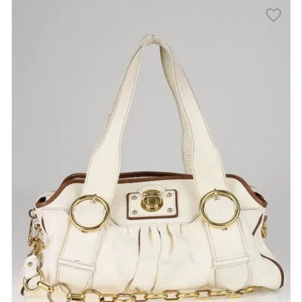 Elegant White Handbag with Gold Accents